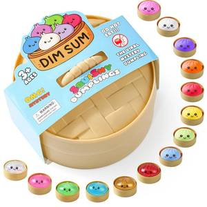 lot 20267 image: Squishy Dumpling Toy, Dumpling Squishy Mystery Box, Random 1 of 14 Colors, Stocking Stuffers with Food Steamer Stretchy Desk Toy