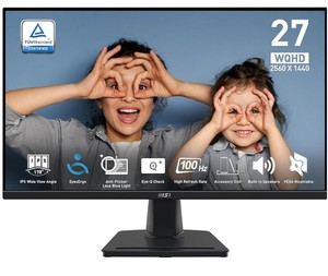 lot 1043 image: Black flat screen MSI computer monitor approximately 27 in