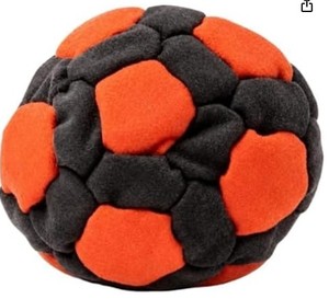 lot 2047 image: Soccer Hackys Footbag Sacks��Soft Plush Footbags for Adults,Durable Fleece Juggling Balls,for Foot Coordination Training, Stress Relief,Outdoor Play, Party Favors (Orange Black)