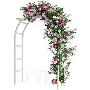 lot 13180 image: Metal Garden Arch Trellis for Climbing Plants 7.8ft Outdoor Arch Wedding Halloween Christmas Vine Trellis Pumpkin Archway Assemble Freely 2 Sizes White