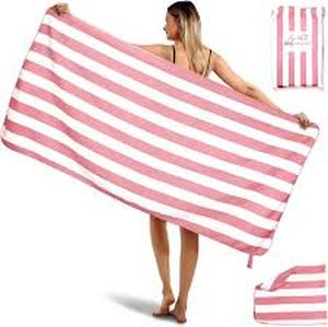lot 14406 image: 2-Pack Microfiber Beach Towels Set (63x31.5  31.5x16)  Oversized Quick Dry Sand Free Travel Towel for Beach Pool Gym Camping (Pink)