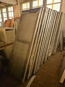 lot 14025 image: Lot of 10 Framed Sliding Glass Panel Widows