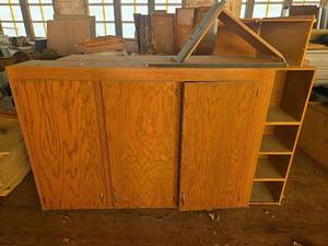 lot 14035 image: Overhead Kitchen Cabinets, Ceiling Mounted Lights, Hvac pieces, and Various Sizes of Doors