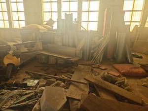 lot 14040 image: Bulk Lot of Sky Lights, Old AC Unit, and HVAC Materials