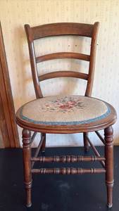 lot 2015 image: Ladder Back Chair with Needlepoint Seat