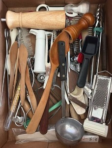 lot 2017 image: Vintage Utensils Bundle- Spreaders and Strainers and Skewers and Shakers
