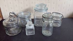lot 2028 image: Lot of Glass Jars with Lids Various Sizes