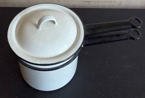 lot 2045 image: Vintage Enameled Double Boiler