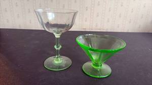 lot 2052 image: Uranium Glass Sherbet Cup and Champagne Coupe