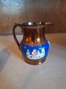 lot 3035 image: Antique 19th c. Copper Luster Cream Jug Pitcher Creamer Staffordshire Pearlware