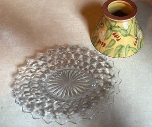 lot 4045 image: Ceramic Jar Candle Shade and Cubist Relish Tray