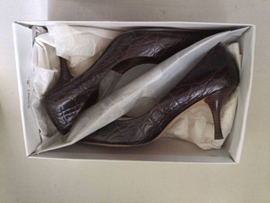 lot 5020 image: Nine West Womens Nwnuncio Brown Croc Pumps Size 9 M