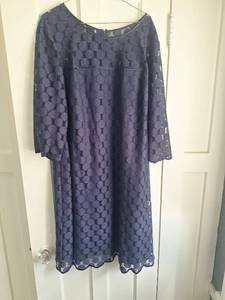 lot 5057 image: Adrianna Papell Navy Lace Three-Quarter Sleeve Dress Size 22W