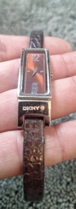 lot 5097 image: DKNY Womens Watch Rectangular Brown Leather Strap