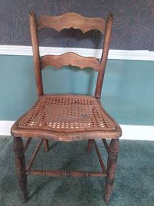 lot 5203 image: Wood Chair with Woven Cane Seat and Shaped Back