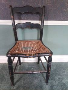 lot 5204 image: Ladder-Back Side Chair with Cane Seat and Turned Legs