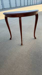 lot 146 image: Cherry Wood Demilune Console Table with Cabriole Legs