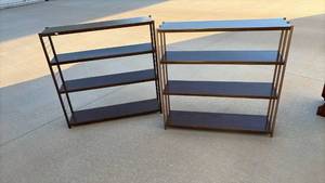 lot 148 image: Set of Two 4-Tier Dark Metal shelving