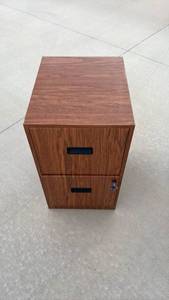 lot 157 image: 2-Drawer Locking File Cabinet-Metal with Wood Grain look