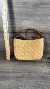 lot 197 image: Woven Straw Shoulder Bag with Leather Trim