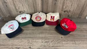 lot 203 image: Lot of 5 Snapback Caps - Justin Boots, Mickey Mouse, Minnesota, Hornys Saloon