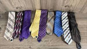 lot 204 image: Lot of 9 Mens Designer Silk Neckties - Geoff Nicholson, J. Ferrar & More Made in Italy
