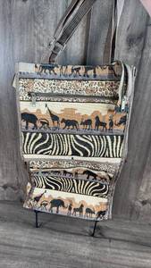 lot 250 image: Safari Animal Print Tapestry Rolling Tote Bag