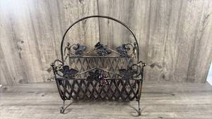 lot 252 image: Metal magazine Decorative Basket with Grape Vine Design&nbsp