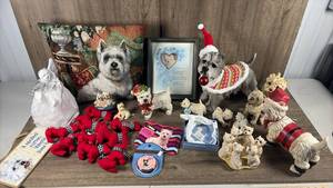 lot 262 image: West Highland Terrier Collectibles Lot Figurines Pillows Decor