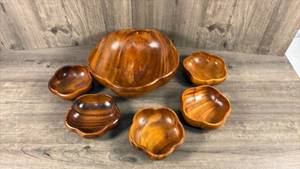 lot 281 image: Monkey pod wood philcraft Philippines Construction Services 6-Piece Wooden Bowl Set