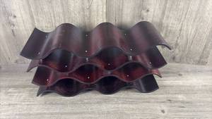lot 295 image: Keycor Construction Services Wine Rack 4-Bottle Holder Wavy Design