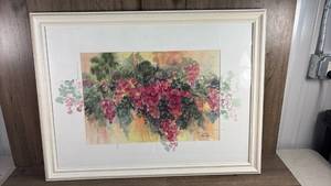 lot 313 image: Phyllis Shipley Framed Watercolor Painting Hanging Flowers