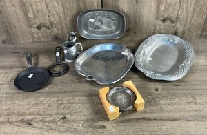 lot 363 image: Mixed Metal Serveware &amp Decorative Lot