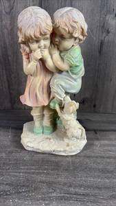 lot 379 image: Figurine Two Children with Dog Decorative Accent Statue