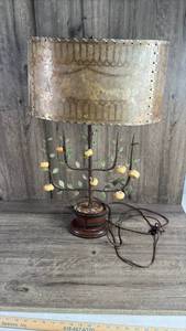 lot 395 image: Decorative Table Lamp with Fruit Branches and Textured Shade