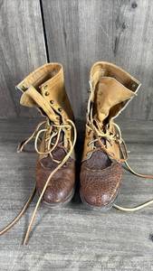 lot 406 image: Juntins size 6 Pair Lace-Up Work Boots Tan Brown Leather