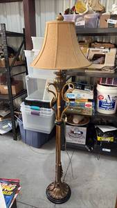lot 422 image: Floor Lamp with Decorative Base and Fabric Shade&nbsp