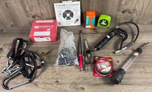 lot 490 image: Mixed Tool Lot Crain 822 Diamond Blade, Sungold SunBrite Roll-on Discs, Husky Carabiners & More