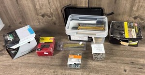 lot 491 image: Fasteners & Nails Lot - Duplex, Wood Screws, Brad Nails, Assorted Hardware