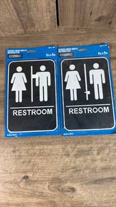 lot 495 image: 9 in. x 6.5 in. Unisex Restroom ADA Braille Sign