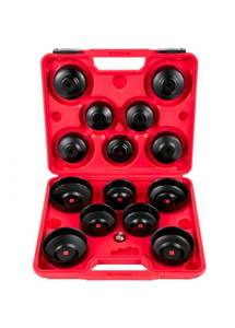 lot 19982 image: VEVOR Oil Filter Socket Set, 14 Pcs Oil Filter Wrench Set, Sturdy Steel Oil Filter Socket, 38 Oil Filter Socket, Low Profile Oil Filter Socket Set For Easy Access, Oil Filter Wrench Cap Set - Retail $49