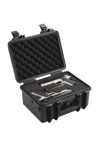 lot 20008 image: VEVOR Hard Pistol Cases with Pre-cut PU Foam, Waterproof & Dustproof Hard Gun Case for 2 Pistol, 14.1�11.5�7.6 in Lockable Pistol Case, Black - Retail $0