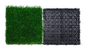 lot 20013 image: VEVOR Artifical Grass Tiles Interlocking Turf Deck Set, 18 Pack - 12x12, Synthetic Fake Grass Self-draining Mat Flooring Decor Pad, Perfect For Multi-Purpose Indoor Outdoor Entryway Scraper Dog Mats - Retail $60