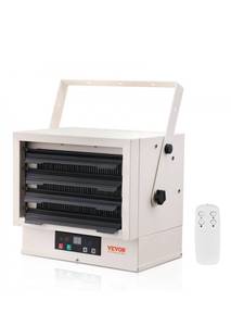 lot 20018 image: VEVOR Electric Garage Heater, 5000-Watt Digital Fan-Forced WallCeiling Mount Shop Heater, with Remote Control Overheat Protection, Hardwired Heater with 9-Hour Timer, Ideal for Workshop, ETL Listed - Retail $129