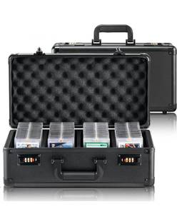 lot 20033 image: VEVOR Graded Card Storage Box, 4 Slots, Graded Sports Cards Holder Carrying Case with Coded Lock Foam Dividers, for 120 PSA Graded Cards 84 BGS Cards 96 SGC Cards 428 Top Loaders or 999 Loose Cards - Retail $0