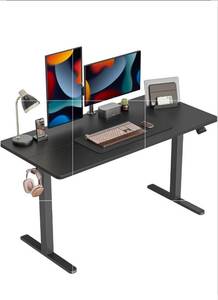 lot 20054 image: CubiCubi Electric Standing Desk, 48 Inch Height Adjustable Sit Stand Desk, Ergonomic Home Office Computer Workstation, Black - Retail $139