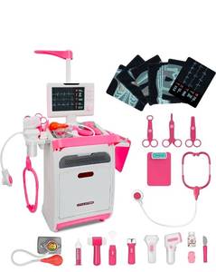 lot 20059 image: Pink Doctor Kit for Toddlers 3-5, Pretend Doctor Play Set with Cart, Stethoscope and Thermometer, Doctor Kit for Kids 6-8, Role Play Medical Toys Christmas Birthday Gift for Girls Boys - Retail $0