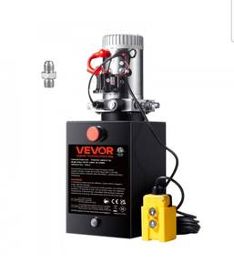 lot 20072 image: VEVOR Hydraulic Pump, 12 Quart Hydraulic Power Unit, Single Acting Dump Trailer Pump, 0.91 GPM Flow Rate, 3200 PSI Max Relief Pressure, DC 12V Hydraulic Pump for Dump Trailer Car Lifting - Retail $220