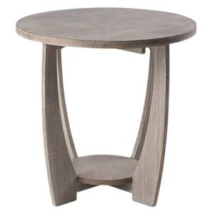 lot 20076 image: 23.75 in. D x 23.75 in. W x 23.25 in. H Rustic Farmhouse Round Brown Wood End Table with Storage Shelf - Retail $44