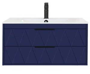 lot 20078 image: 36 in. W x 18.1 in. D x 18.1 in. H Single Sink Floating Blue Bath Vanity - Vanity Only, No Top - Retail $278